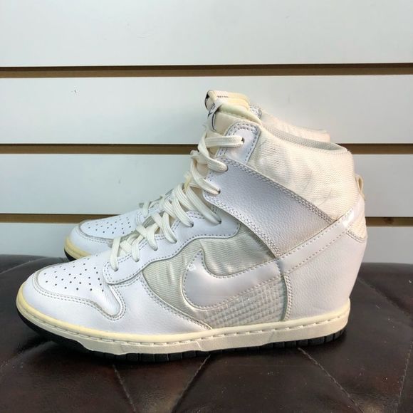 Nike Shoes - Nike Women Size 8.5 White Dunk Sky Hi Mesh Hidden Heel Wedge Sneaker 644877-101
